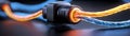 Vibrant Close-Up of Electrical Cable Connection with Colorful Wires and Modern Design Elements Royalty Free Stock Photo