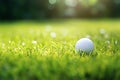 Vibrant Close-up of Golf Ball on Tee with Beautiful Blurry Green Bokeh Background