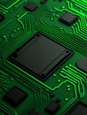 Green Circuit Board with Energy Pathways and Forming Patterns in Technology Design Royalty Free Stock Photo