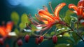 Vibrant Close-up Of Honeysuckle: Sharp Details, Vibrant Colors, Blurred Background Royalty Free Stock Photo