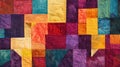 Colorful Patchwork Quilt With Square and Triangle Designs Filling the Frame Royalty Free Stock Photo