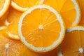 Vibrant close up Orange slice pops against a colorful background