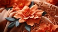 This vibrant close-up of a peach-hued flower with its petals spread open