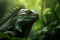 Vibrant Close-Up Portrait of Expressive Astrological Dragon Amidst Enchanting Lush Green Jungle