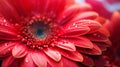 Vibrant Close-up Of A Red Gerbera Flower With Raindrops Royalty Free Stock Photo