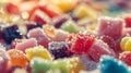 Colorful candies background with shallow depth of field. Toned. Royalty Free Stock Photo