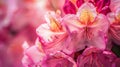 Vibrant close up stunning pink rhododendron with delicate petals and intricate details