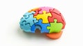 Vibrant close up of a unique puzzle brain illustrating idea connections and problem solving dynamics Royalty Free Stock Photo
