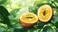 Vibrant Closeup of Fresh and Juicy Passion Fruit, Natural Background Royalty Free Stock Photo