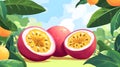 Vibrant Closeup of Fresh and Juicy Passion Fruit, Natural Background Royalty Free Stock Photo