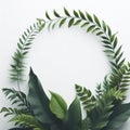 Vibrant Closeup of Green Leafy Frame on White Background. ai generative