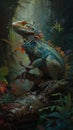 Vibrant and Closeup Lizard: Forest Princess Speculative Evolution Vivarium Vivid Color Scheme