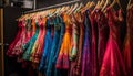 Vibrant clothing collection hanging in modern boutique generated by AI