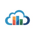 Vibrant cloud computing concept with colorful bar graph Royalty Free Stock Photo