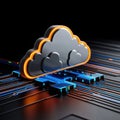 Vibrant Cloud Computing Scene with Data Flow and Digital Elements Royalty Free Stock Photo