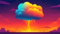 A vibrant cloud filled with striking lightning in a cartoon style, showcasing intense colors and dynamic textures Royalty Free Stock Photo