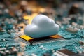 Vibrant Cloud Icon on Digital Circuit Board Technology Concept Royalty Free Stock Photo
