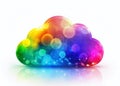 Vibrant Cloud Storage Logo A Multicolored BokehEnhanced Icon for Secure Data Management Royalty Free Stock Photo