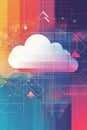 Vibrant Cloud Technology Concept with Abstract Geometric Elements Royalty Free Stock Photo