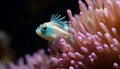 Vibrant clown fish swimming in beautiful underwater reef generated by AI