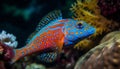 Vibrant clown fish swimming in colorful coral reef underwater generated by AI Royalty Free Stock Photo