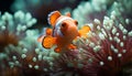 Vibrant clown fish swimming in colorful underwater reef generated by AI