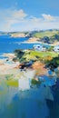 Coastal Landscape Painting In Playful Impressionism Style