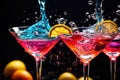 Vibrant Cocktails in Martini Glasses Royalty Free Stock Photo