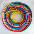 Vibrant Coil of Multi-Colored Electrical Cables Royalty Free Stock Photo