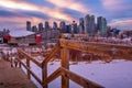 Winter Sunset Sky Over Downtown Calgary Royalty Free Stock Photo