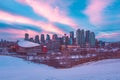 Winter Sunset Sky Over Downtown Calgary Royalty Free Stock Photo