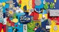 Vibrant collage of abstract shapes and patterns Royalty Free Stock Photo