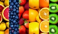 Wholesome Medley: Collage of Fresh Fruits and Berries - A Tapestry of Nature\'s Delights