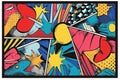 Vibrant collage featuring a mix of pop art and comic book elements in a lively display Royalty Free Stock Photo
