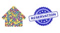 Rubber Reservation Stamp and Colored Collage House