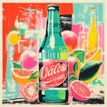 Vibrant Collage Style Soda Bottle Advertisement