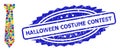 Grunge Halloween Costume Contest Stamp and Bright Colored Mosaic Tie