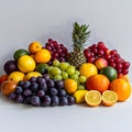Assorted fresh fruits a colorful and healthy collection on a white surface Royalty Free Stock Photo