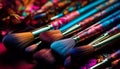 A vibrant collection of beauty products for creative make up artists generated by AI