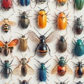 A Vibrant Collection of Diverse Insect Specimens Showcasing Intricate Patterns and Colors on a Clean Background for Educational
