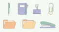 Office and School Stationery Supplies Flat Vector Illustration Set Royalty Free Stock Photo