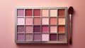A vibrant collection of eyeshadows in a pink palette generated by AI