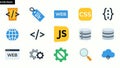 Web Development Icon Pack: Coding, Database, Cloud & More Royalty Free Stock Photo