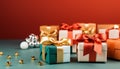A vibrant collection of gift boxes, wrapped with love generated by AI