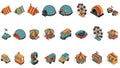 Isometric Carnival and Festival Elements Collection Royalty Free Stock Photo