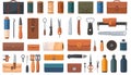 A vibrant collection of leather crafting tools and supplies, inc Royalty Free Stock Photo