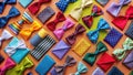 A vibrant collection of patterned bow ties and pocket squares, showcasing a variety of colors and textures, perfect for adding a Royalty Free Stock Photo
