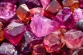 Vibrant Collection of Pink and Orange Gemstones Close Up, High Quality Colored Jewels Background, Precious Stones for Jewelry Royalty Free Stock Photo