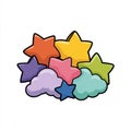 Colorful Star Shapes and Cloud Elements Pixel Art Collection on White Background Royalty Free Stock Photo