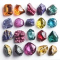 Vibrant Collection of Precious Gemstones in Various Colors and Shapes